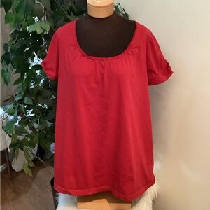 Woman Within red shirred U shaped neckline & sleeve Woman’s Large 18/20